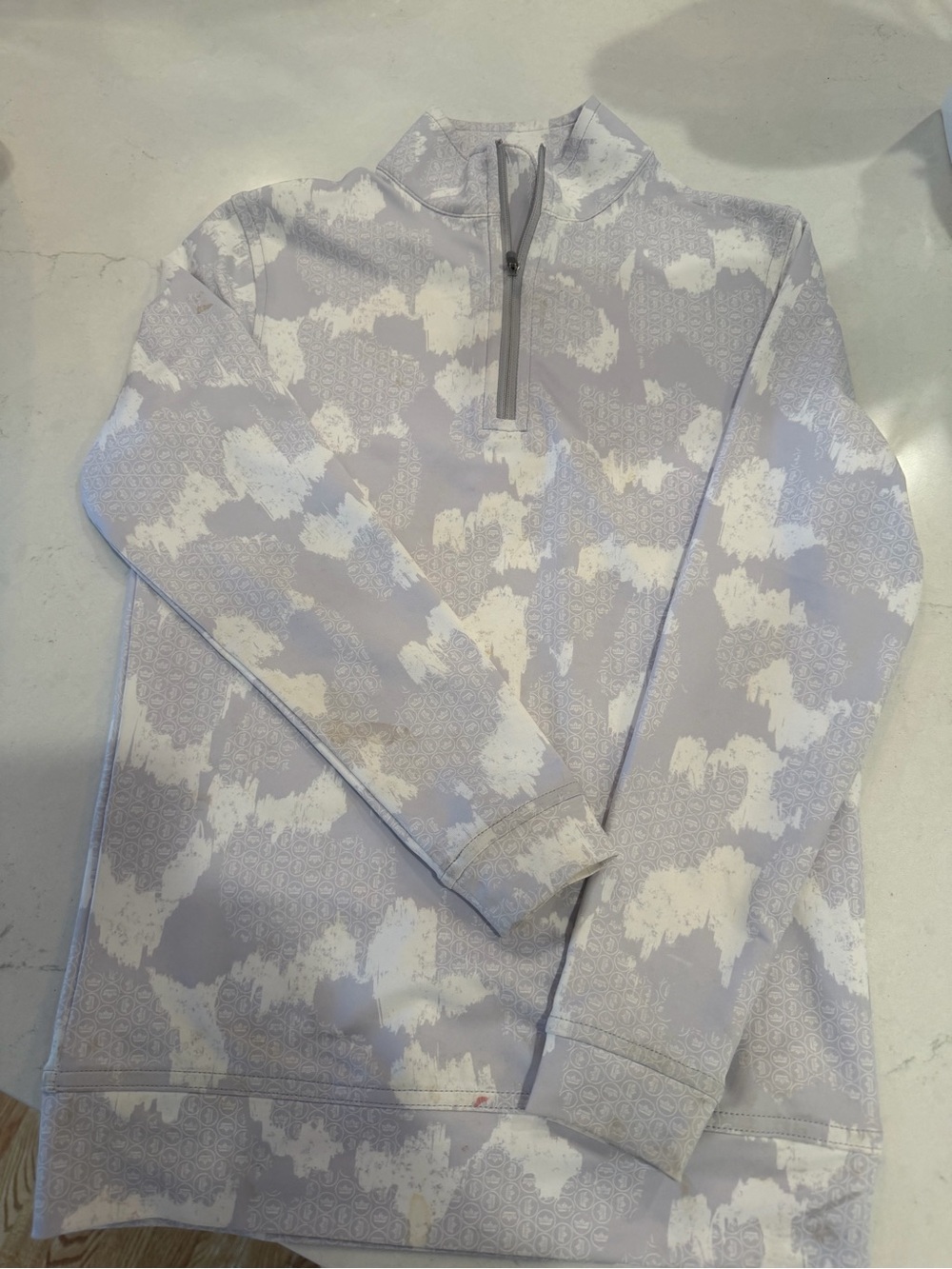 Peter Millar Kids Light Gray & White Quarter-Zip Pullover